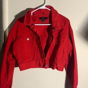 red denim jacket